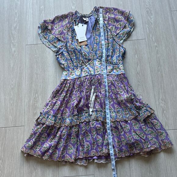 Hemant & Nandita Hera Dress Large Short Sleeve Tiered Georgette Mini - Picture 7 of 16